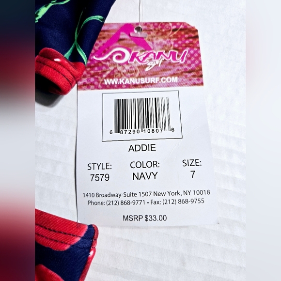 🦃Kanu Surf Girls' Addie UPF 50+ Beach Sport Racer Bikini 2-Piece Size 7 - Picture 3 of 10